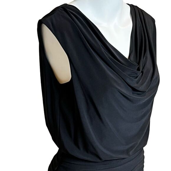 Adrianna Papell black cowl neck shutter pleat dress size 6 - Picture 10 of 16